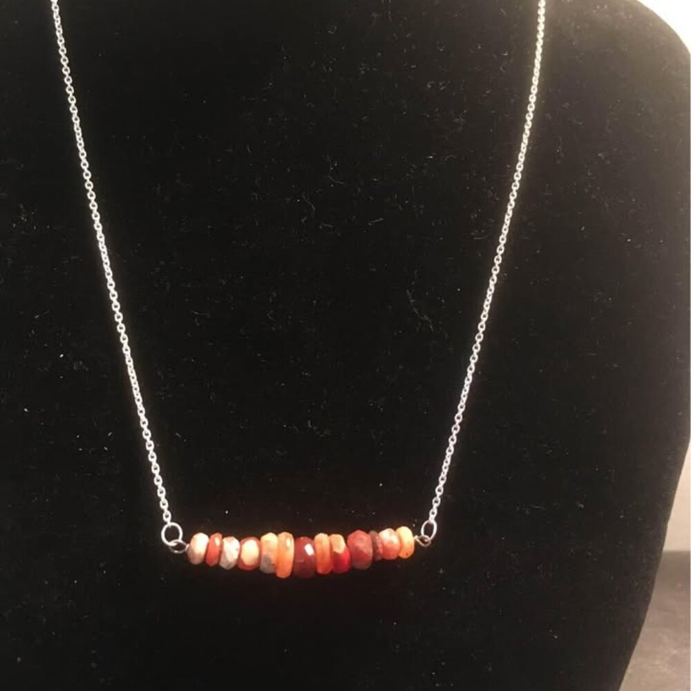 Handmade Mexican fire opal silver necklace